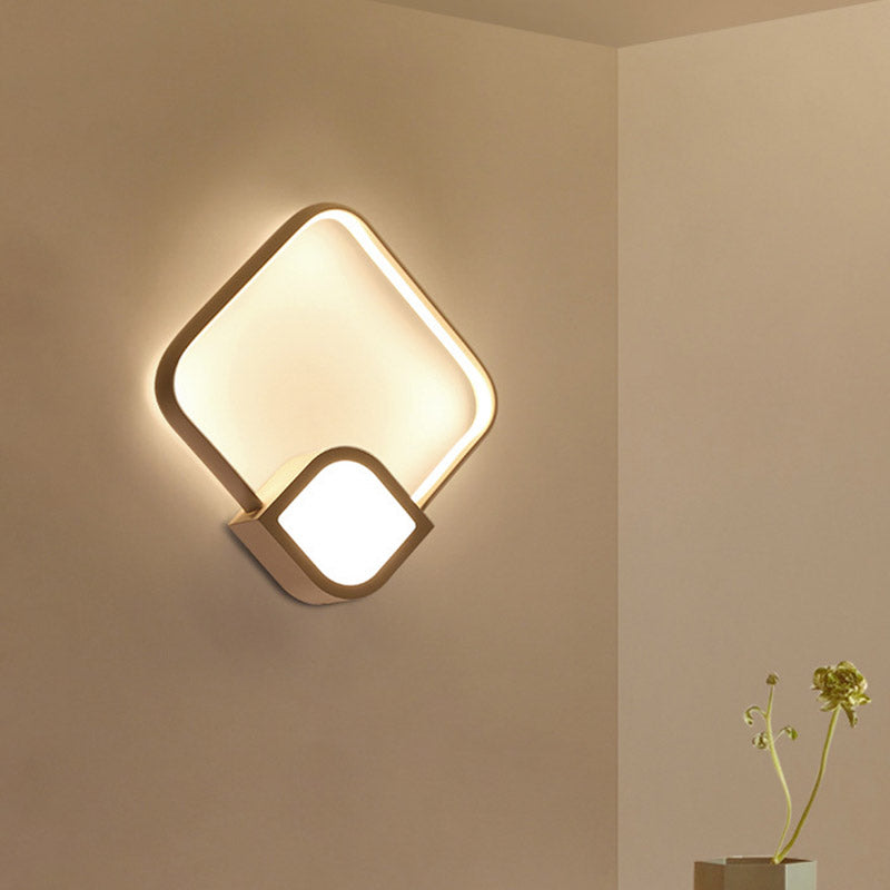 Modern Led Sconce - White Rhombus Wall Mount Lighting For Stairway
