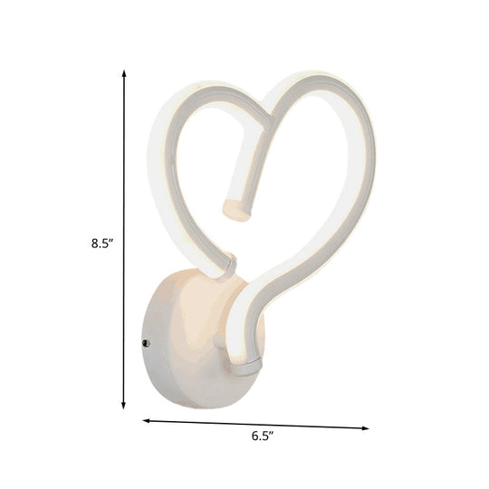 Heart-Shaped Led Acrylic Wall Sconce In Warm/White Light - Contemporary Design