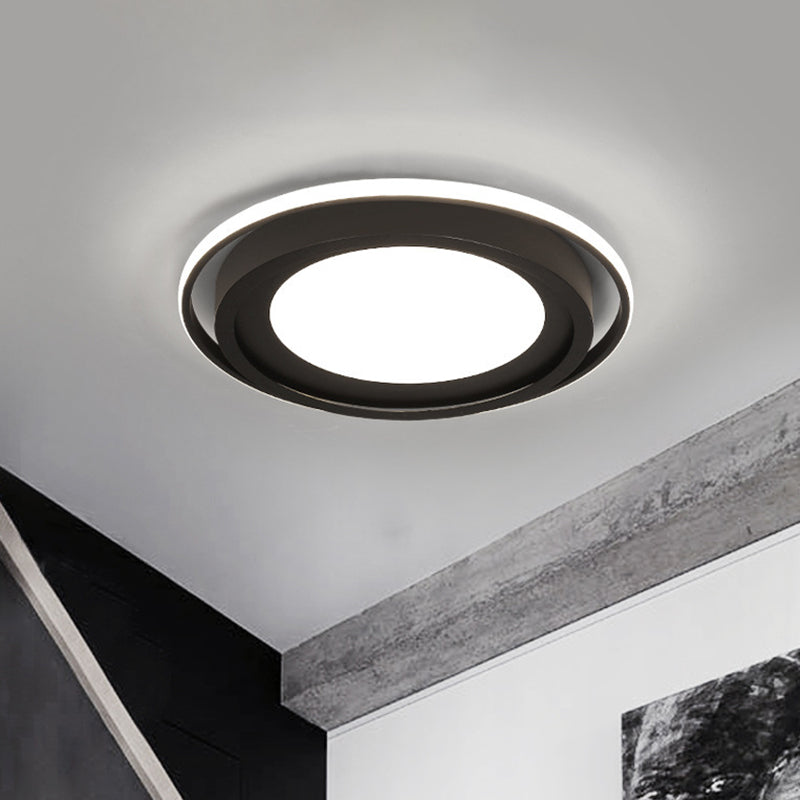 Modern Led Flush Mount Acrylic Round Lighting In White/Black For Bedroom White/Warm Light