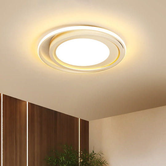 Modern Led Flush Mount Acrylic Round Lighting In White/Black For Bedroom White/Warm Light