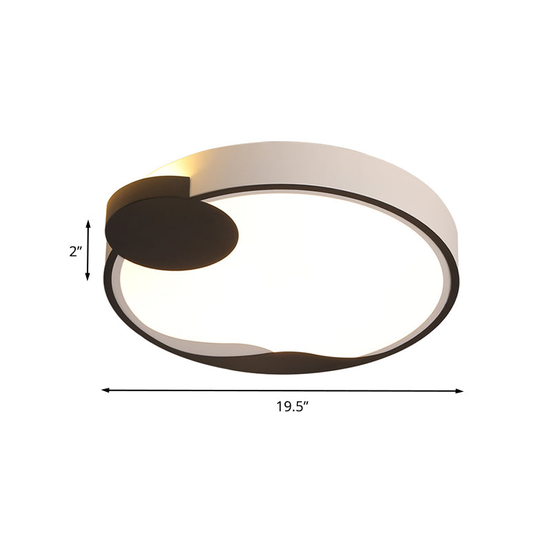16/19.5 Modern White And Black Acrylic Flush Mount Led Ceiling Lamp In White/Warm Light