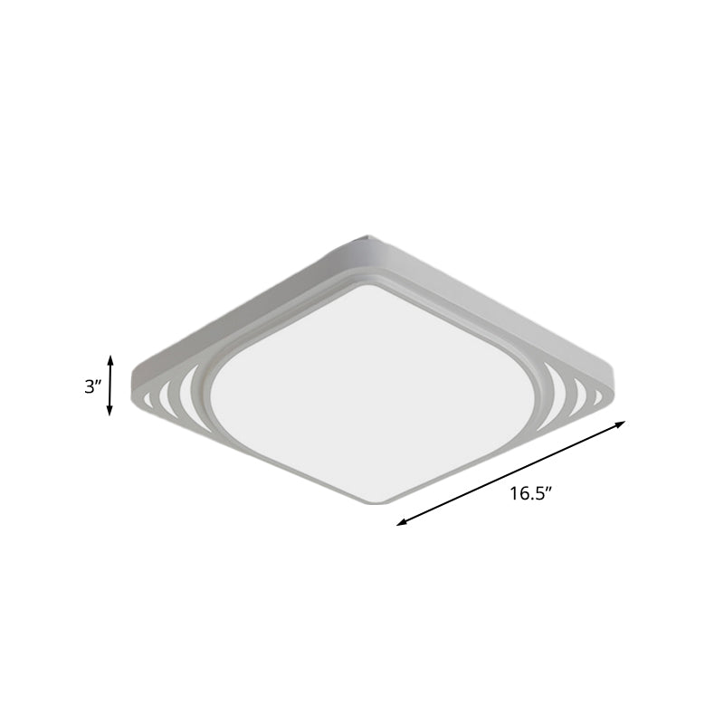 Led Flush Mount Ceiling Light Fixture - Square Design White Shade Warm/White 16.5’/20.5’ Wide
