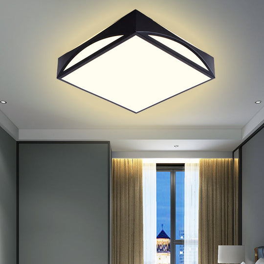 Minimalist White/Black Squared Box Flush Mount Light - 18.5’/22.5’ W Led Metallic Ceiling Lamp