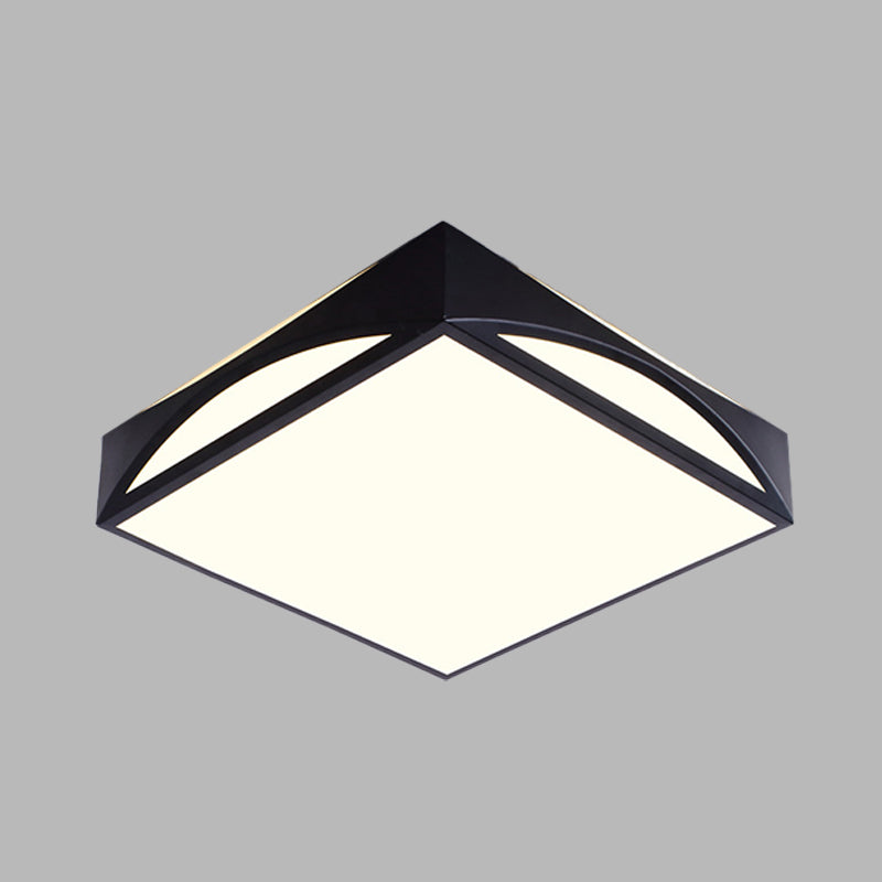 Minimalist White/Black Squared Box Flush Mount Light - 18.5/22.5 W Led Metallic Ceiling Lamp In