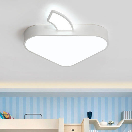Modern Triangle Apple Ceiling Flush Mount Led Lighting For Child Bedroom In White 18/21.5 Wide / 18