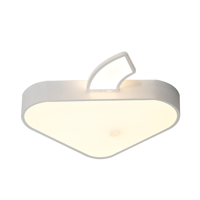 Modern Triangle Apple Ceiling Flush Mount Led Lighting For Child Bedroom In White 18’/21.5’ Wide