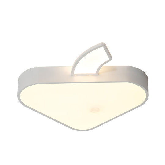 Modern Triangle Apple Ceiling Flush Mount Led Lighting For Child Bedroom In White 18’/21.5’ Wide