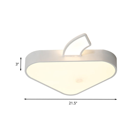 Modern Triangle Apple Ceiling Flush Mount Led Lighting For Child Bedroom In White 18’/21.5’ Wide
