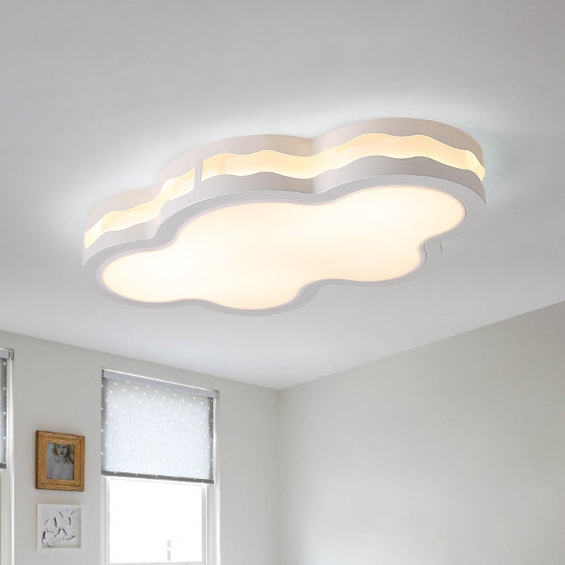 Contemporary Led Iron Flush Mount Light For Children’s Bedroom - White Cloud Design Warm/White