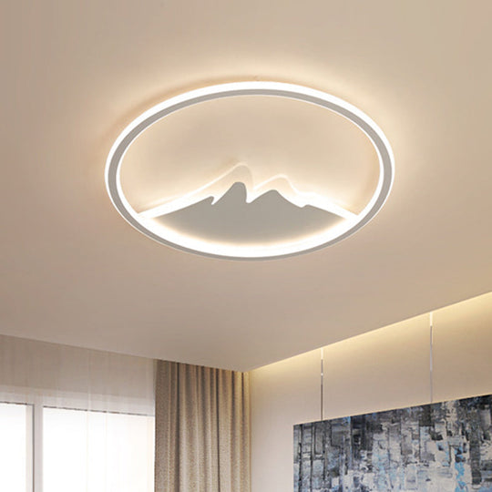 Led Bedroom Flushmount Ceiling Light With Ring And Acrylic Shade In White/Warm - Modern Design White