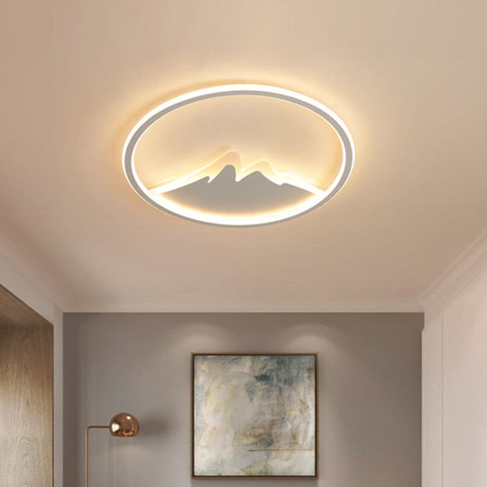 Led Bedroom Flushmount Ceiling Light With Ring And Acrylic Shade In White/Warm - Modern Design