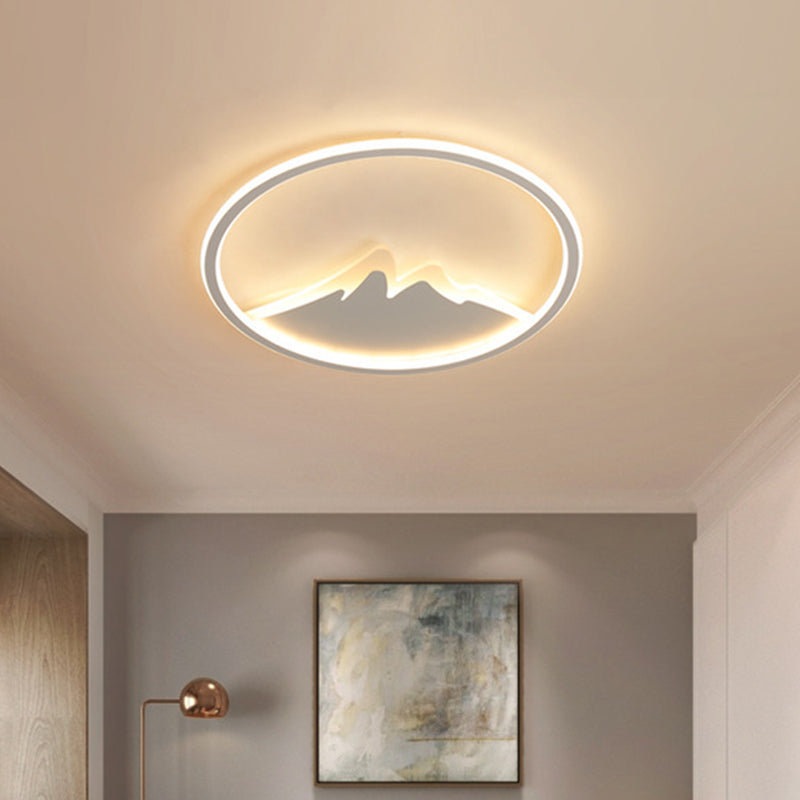 Led Bedroom Flushmount Ceiling Light With Ring And Acrylic Shade In White/Warm - Modern Design