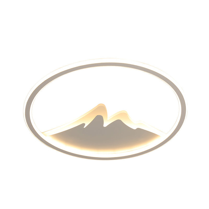 Led Bedroom Flushmount Ceiling Light With Ring And Acrylic Shade In White/Warm - Modern Design