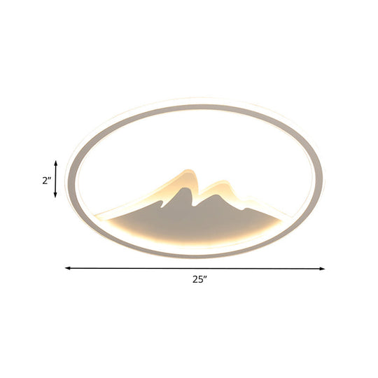 Led Bedroom Flushmount Ceiling Light With Ring And Acrylic Shade In White/Warm - Modern Design