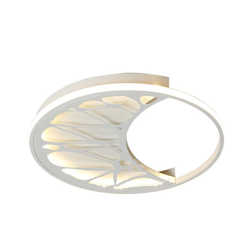 White Acrylic Moon Flush Light - Led Ceiling Fixture For Contemporary Bedroom Decor (16’/19.5’ Wide)