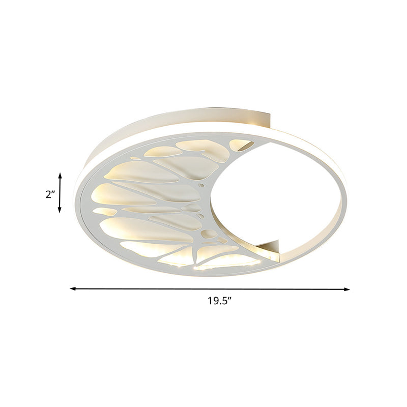 White Acrylic Moon Flush Light - Led Ceiling Fixture For Contemporary Bedroom Decor (16’/19.5’ Wide)