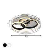 Rings Bedroom Flushmount Acrylic Led Flush Lamp - Contemporary Design Metal Cage Black/White