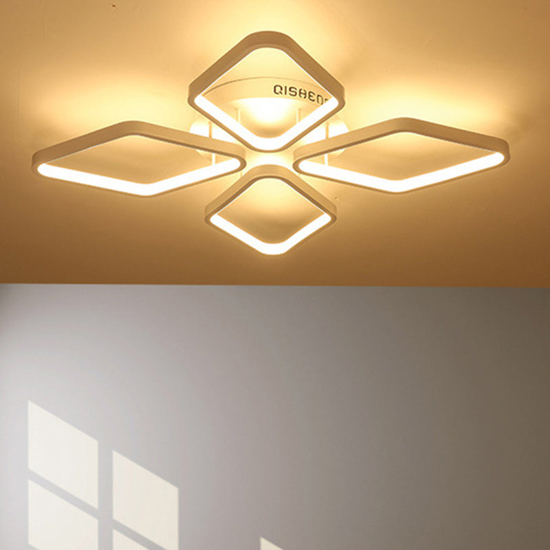 Modern Led White Rhombus Ceiling Flush Mount Light In White/Warm 20’/21’ Wide / 21’ Warm