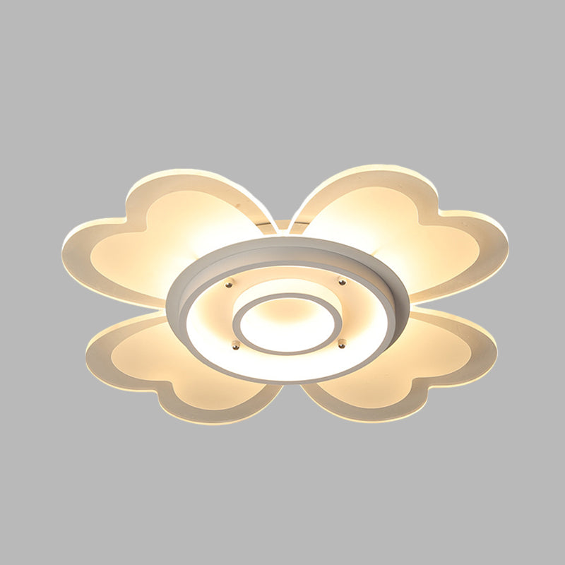 Modern Flower Flush - Mount Led Light Fixture In White With Warm/White 16’/19.5’ W