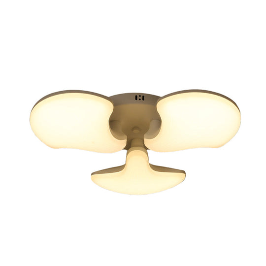 Modern White Led Ceiling Mounted Fixture With 3/5 Heads Shell Acrylic Shade - 23.5’/27.5’ Wide