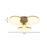 Modern White Led Ceiling Mounted Fixture With 3/5 Heads Shell Acrylic Shade - 23.5/27.5 Wide