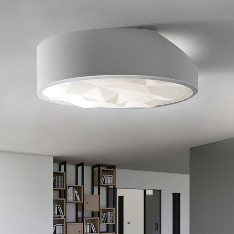 Sleek Metal Led Drum Flush Mount Ceiling Lamp - Minimalist Design (17/21 Wide) Ideal For Living Room