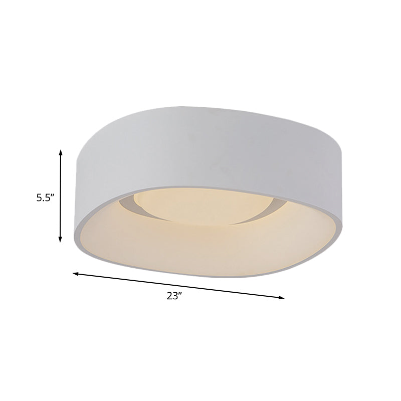 White Led Flush Mount Ceiling Light With Metallic Shade Available In 19’/23’ W