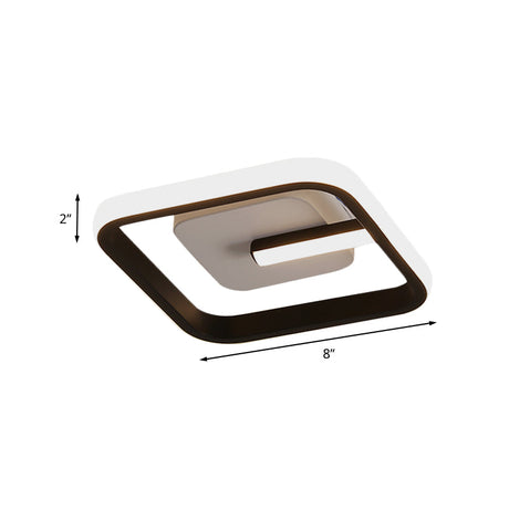 Modern Led Flush Mount Ceiling Light With Square Frame Black Acrylic Fixture Warm/White Lighting