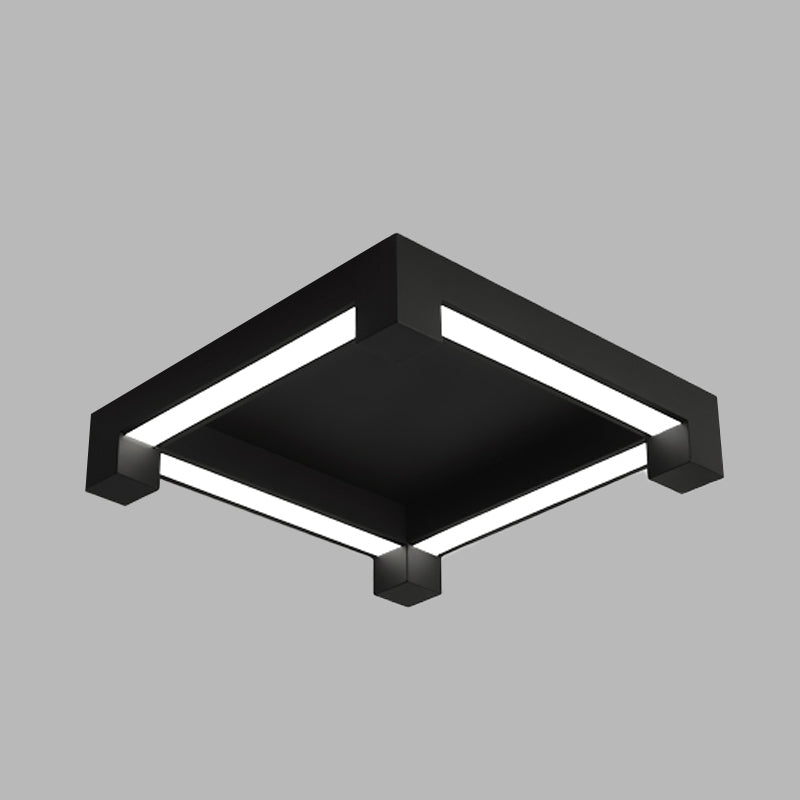 Modern Black Square Led Ceiling Flush Mount Light Fixture For Bedroom