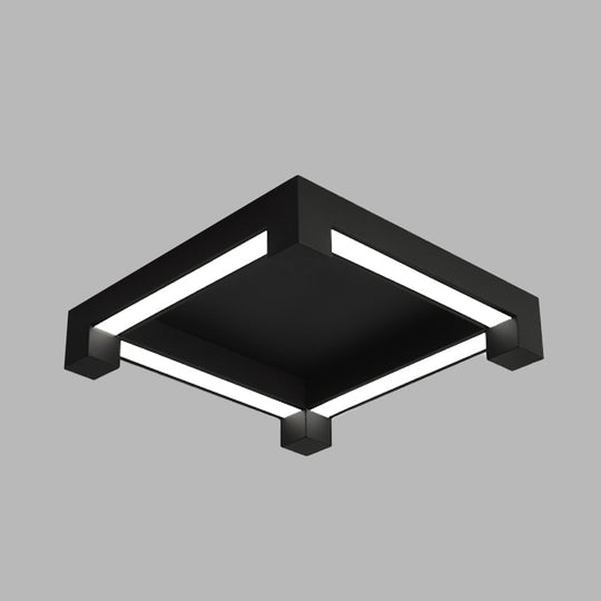 Modern Black Square Led Ceiling Flush Mount Light Fixture For Bedroom