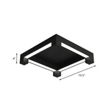 Modern Black Square Led Ceiling Flush Mount Light Fixture For Bedroom
