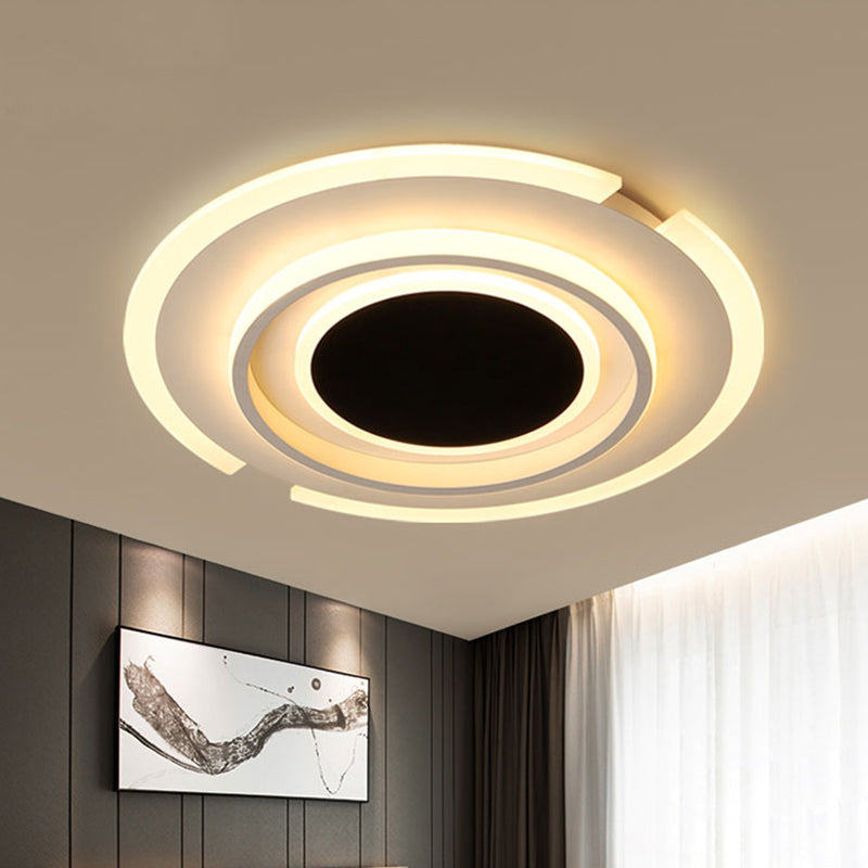 Modern Led Circle Flush Light Fixture - Folding Acrylic Lamp (16.5/20.5) Bedroom Mount Black/White