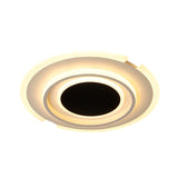 Modern Led Circle Flush Light Fixture - Folding Acrylic Lamp (16.5/20.5) Bedroom Mount Black/White