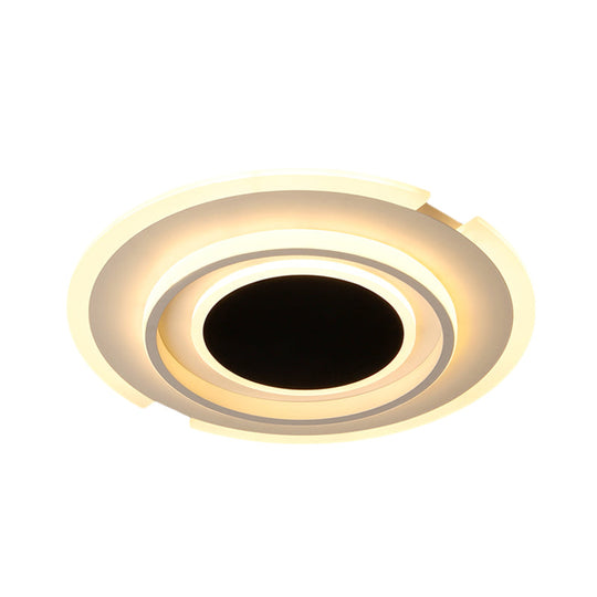 Modern Led Circle Flush Light Fixture - Folding Acrylic Lamp (16.5/20.5) Bedroom Mount Black/White