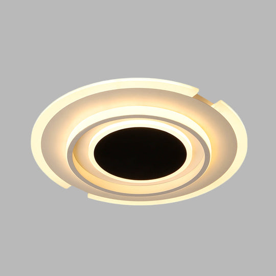 Modern Led Circle Flush Light Fixture - Folding Acrylic Lamp (16.5’/20.5’) Bedroom Mount Black/White