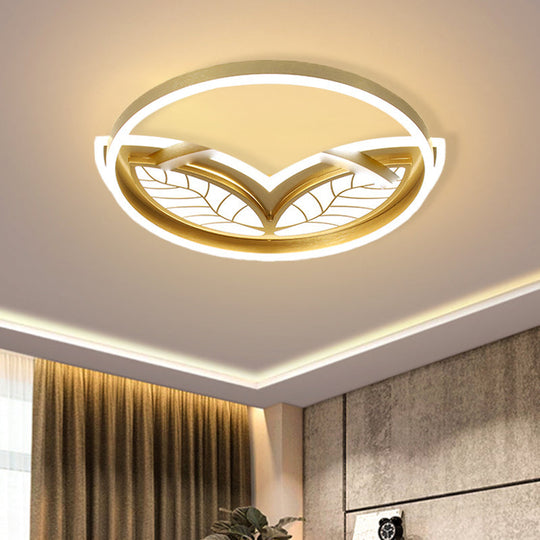 Contemporary Acrylic Halo Ring Flush Ceiling Light - Led Mount Lamp In Gold With Warm/White