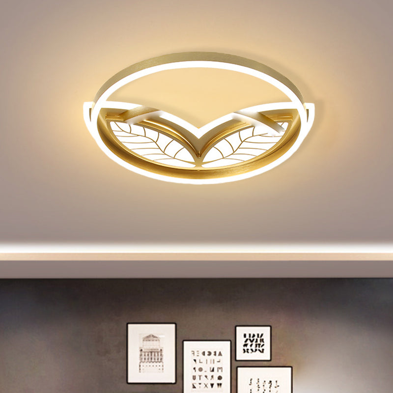 Contemporary Acrylic Halo Ring Flush Ceiling Light - Led Mount Lamp In Gold With Warm/White (16/19.5