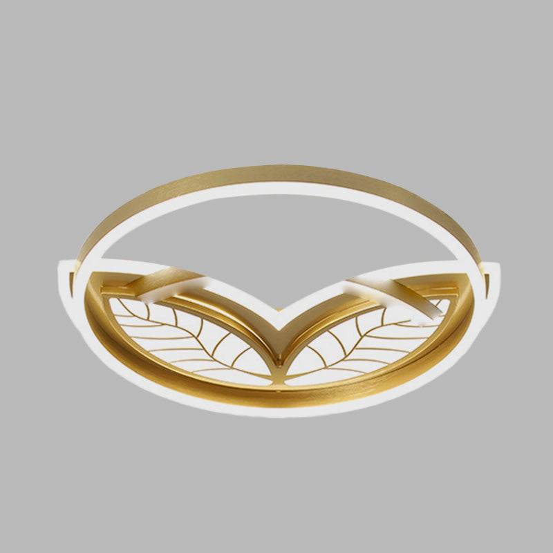 Contemporary Acrylic Halo Ring Flush Ceiling Light - Led Mount Lamp In Gold With Warm/White