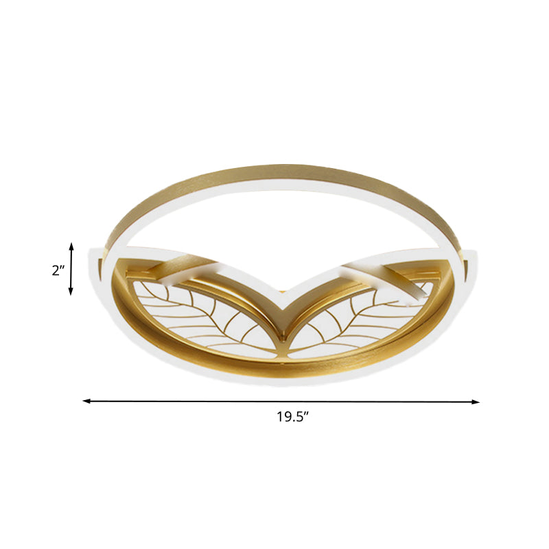 Contemporary Acrylic Halo Ring Flush Ceiling Light - Led Mount Lamp In Gold With Warm/White (16/19.5