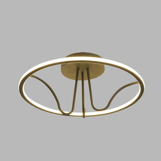 Black Acrylic Led Flush Ceiling Lamp - Minimalist Circular Semi Mount Light For Bedroom