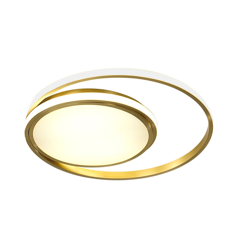 Modern Led Flushmount Light With Gold Finish And Acrylic Shade