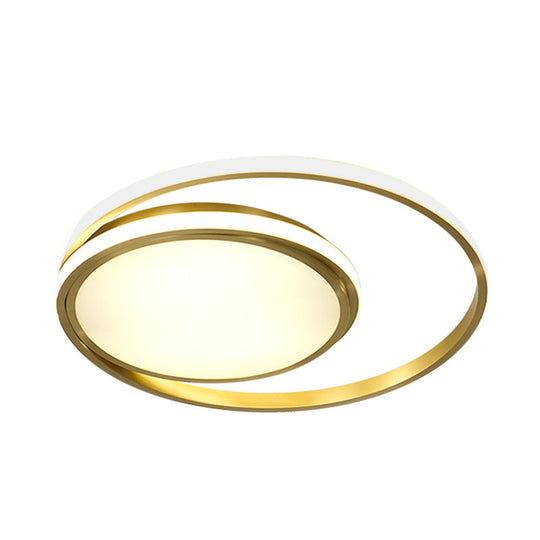 Modern Led Flushmount Light With Gold Finish And Acrylic Shade