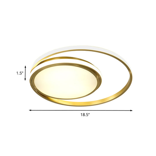 Modern Led Flushmount Light With Gold Finish And Acrylic Shade