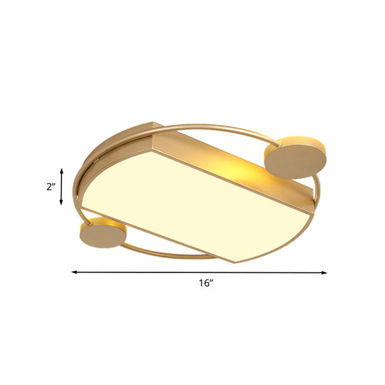 Modern Led Gold Ceiling Flush Mount Metal Round & Rectangle Light Fixture 16’/19.5’ Wide