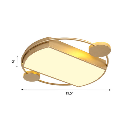 Modern Led Gold Ceiling Flush Mount Metal Round & Rectangle Light Fixture 16/19.5 Wide