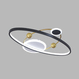 Modern Led Flushmount Lighting: Black & Gold Oval Ring Flush Ceiling Lamp - Warm/White Light
