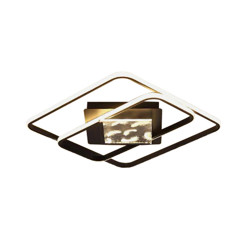 Minimalist Led Flush Ceiling Lamp: Acrylic Square Frame Black Mount Lighting