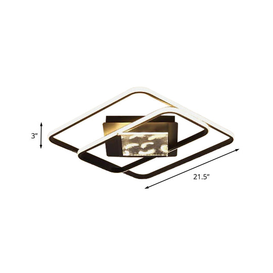 Minimalist Led Flush Ceiling Lamp: Acrylic Square Frame Black Mount Lighting