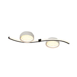 Dual Drum Flush Mount Led Fixture With Linear Design - Black & White Bedroom Lighting