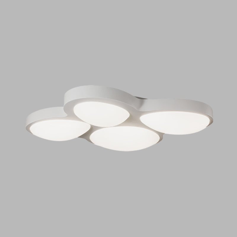 Modern White Led Flush Ceiling Light With Acrylic Shade - 4 Heads